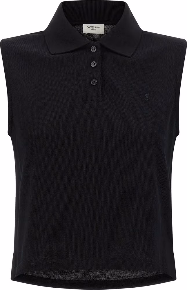 Saint Laurent Black Cotton Polo Shirt