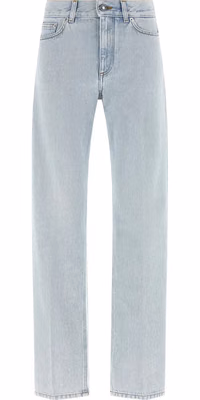 Blue Cotton Straight-Leg Jeans