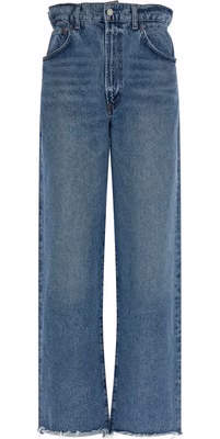 Blue Cotton Straight-Leg Jeans