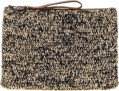 Bicolor Raffia Clutch Bag