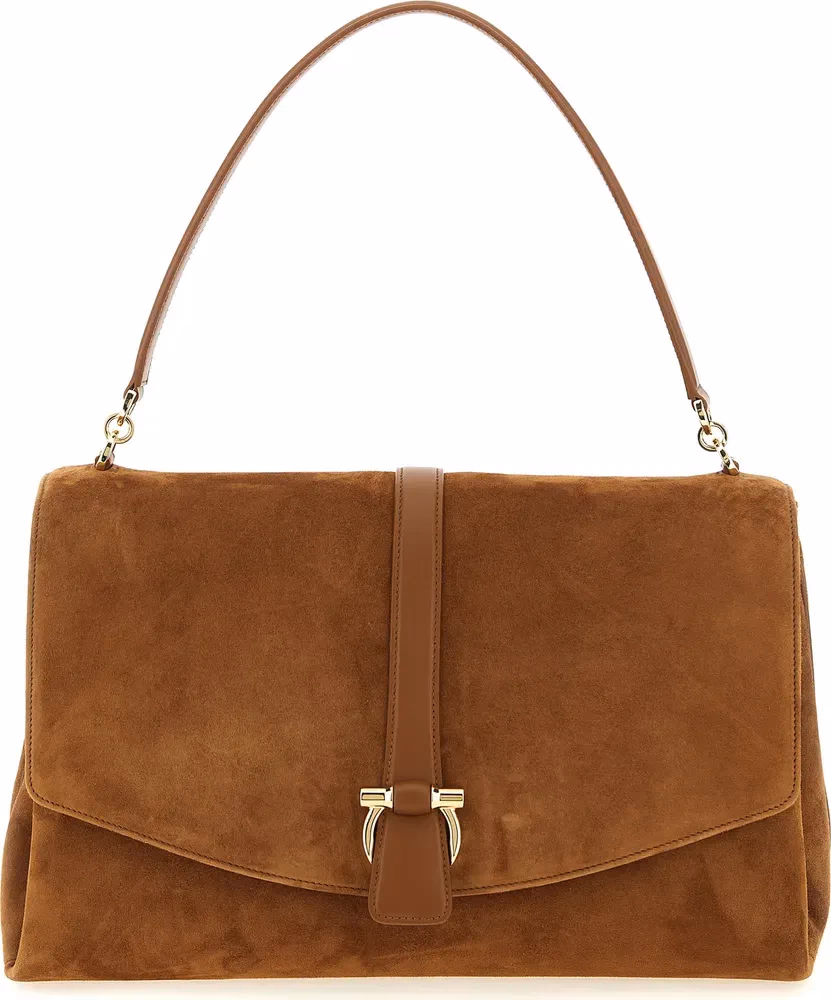 Ferragamo Brown Goatskin Shoulder Bag
