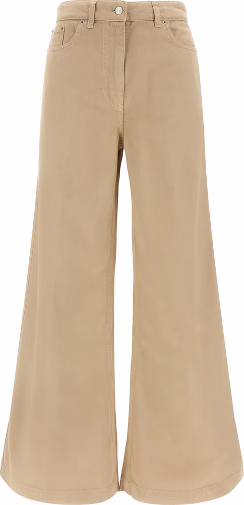 NUDE Beige Cotton Flared Pants