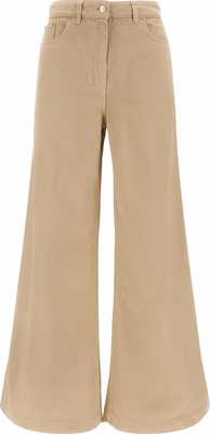 Beige Cotton Flared Pants