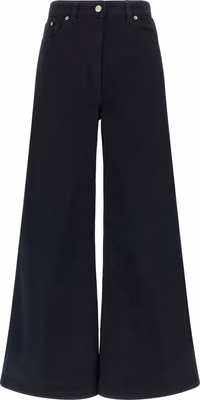 Blue Cotton Flared Pants
