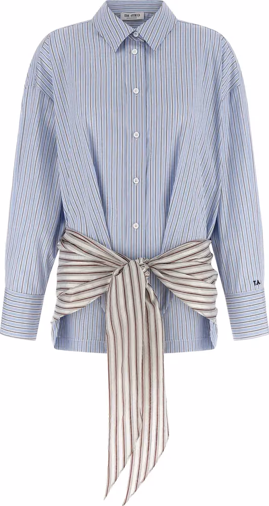 The Attico Blue Cotton Short Dress