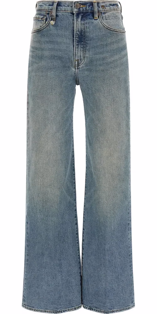 R13 Blue Cotton Flared Jeans
