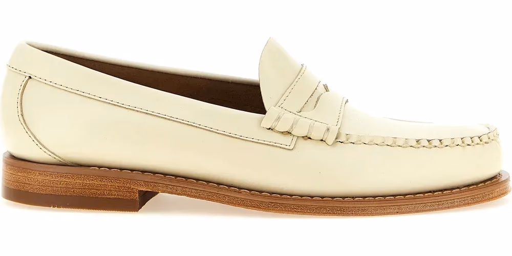 G.H. BASS Beige Cowhide Slip-On Loafers