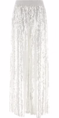 White Nylon Casual Pants