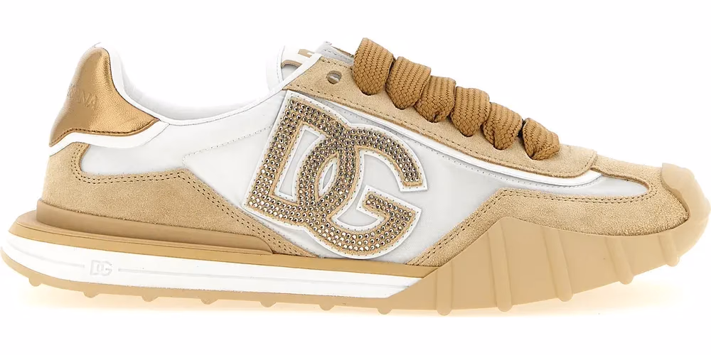 Dolce & Gabbana Beige Calfskin Athletic Sneakers