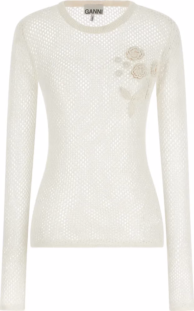 Ganni White Organic Cotton Cardigan