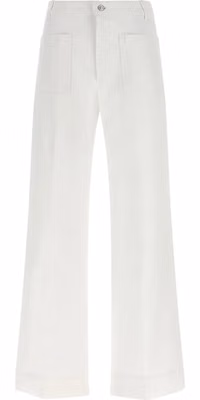 White Cotton Flared Jeans