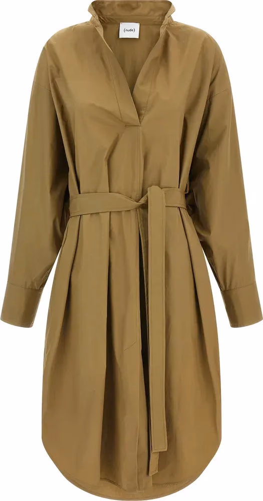 NUDE Brown Cotton Midi Dress