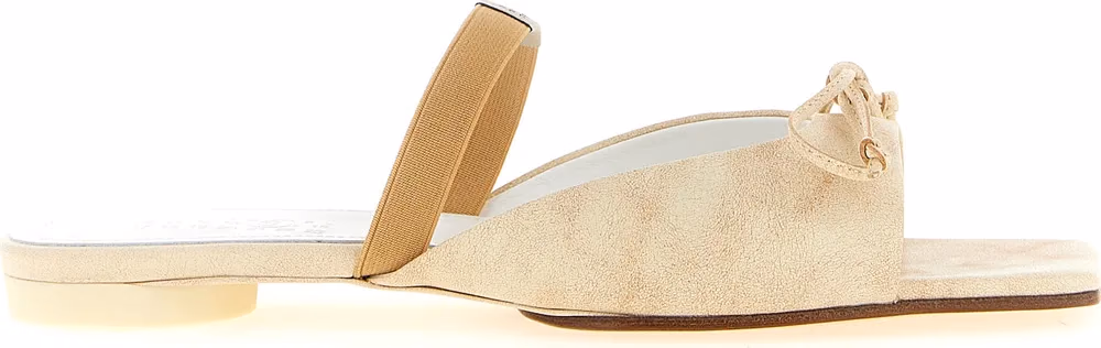 MM6 Maison Margiela Beige Cowhide Slides