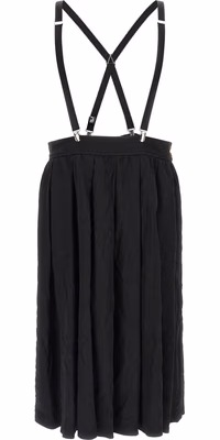 Black Polyester Midi Skirt