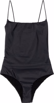 Black Polyester One-Piece Swimsuit