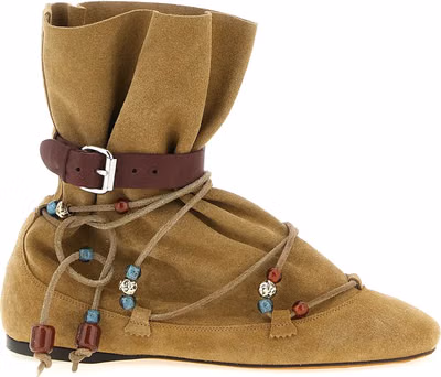 Beige Calfskin Ankle Boots