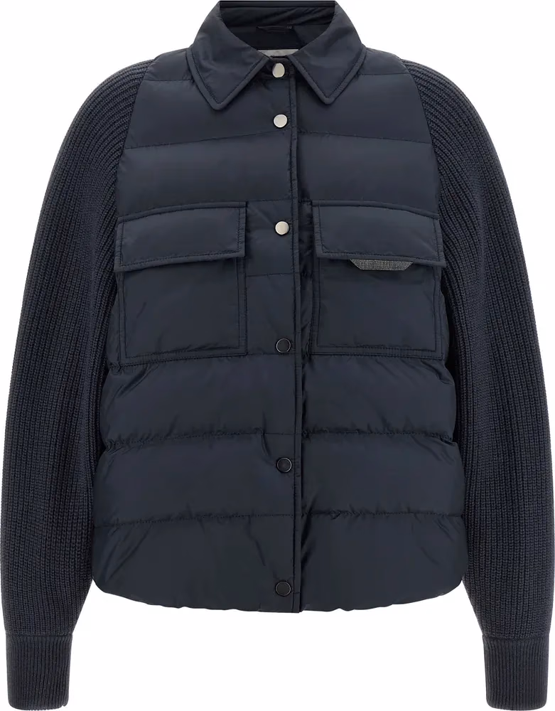 Brunello Cucinelli Blue Polyester Full-Length Jacket