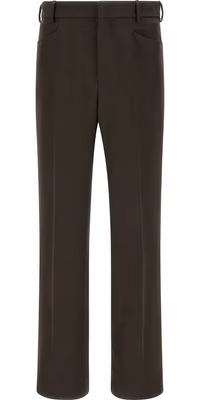 Brown Polyester Casual Pants