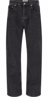Black Cotton Straight-Leg Jeans