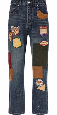Blue Cotton Straight-Leg Jeans
