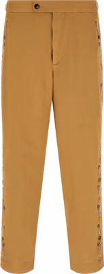 Beige Cotton Casual Pants