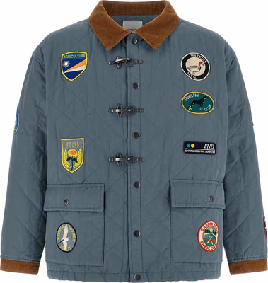Blue Cotton Full-Length Jacket