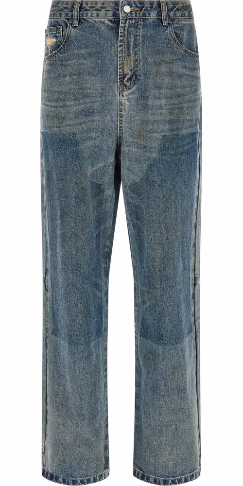FOUND Blue Cotton Straight-Leg Jeans