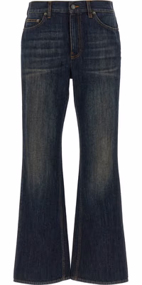 Blue Cotton Flared Jeans
