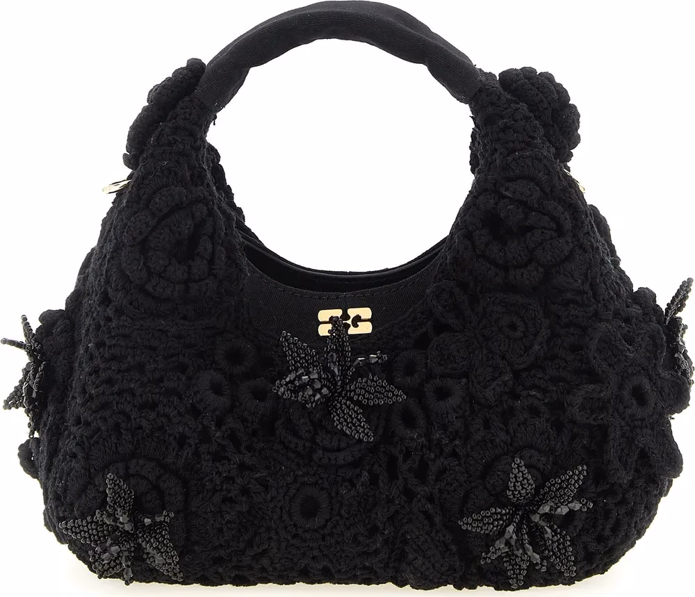 Ganni Black Organic Cotton Handbag