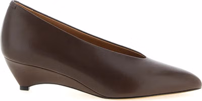 Brown Calfskin Mid Heel Pumps