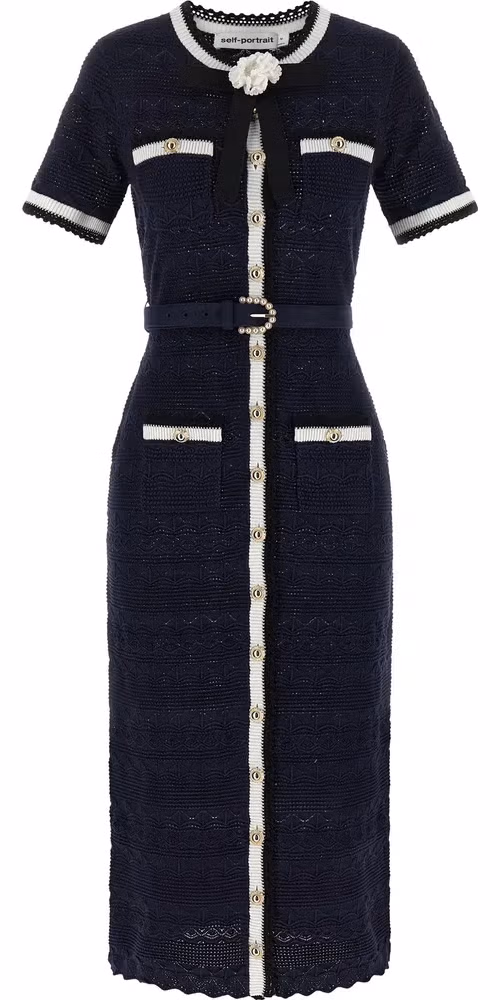 Self-Portrait Blue Cotton Midi Dress