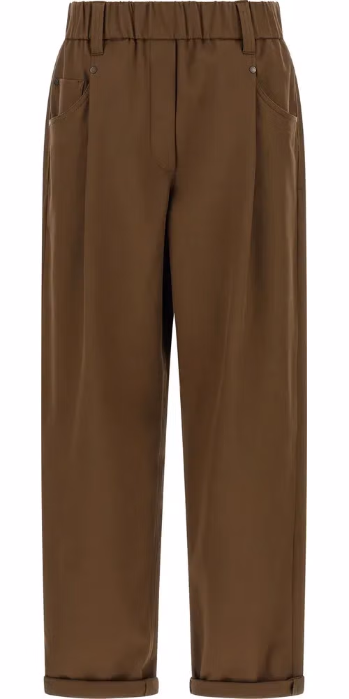 Brunello Cucinelli Brown Cotton Casual Pants