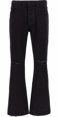 Black Cotton Flared Jeans