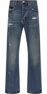 Blue Cotton Straight-Leg Jeans