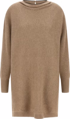 Beige Virgin Wool Short Dress
