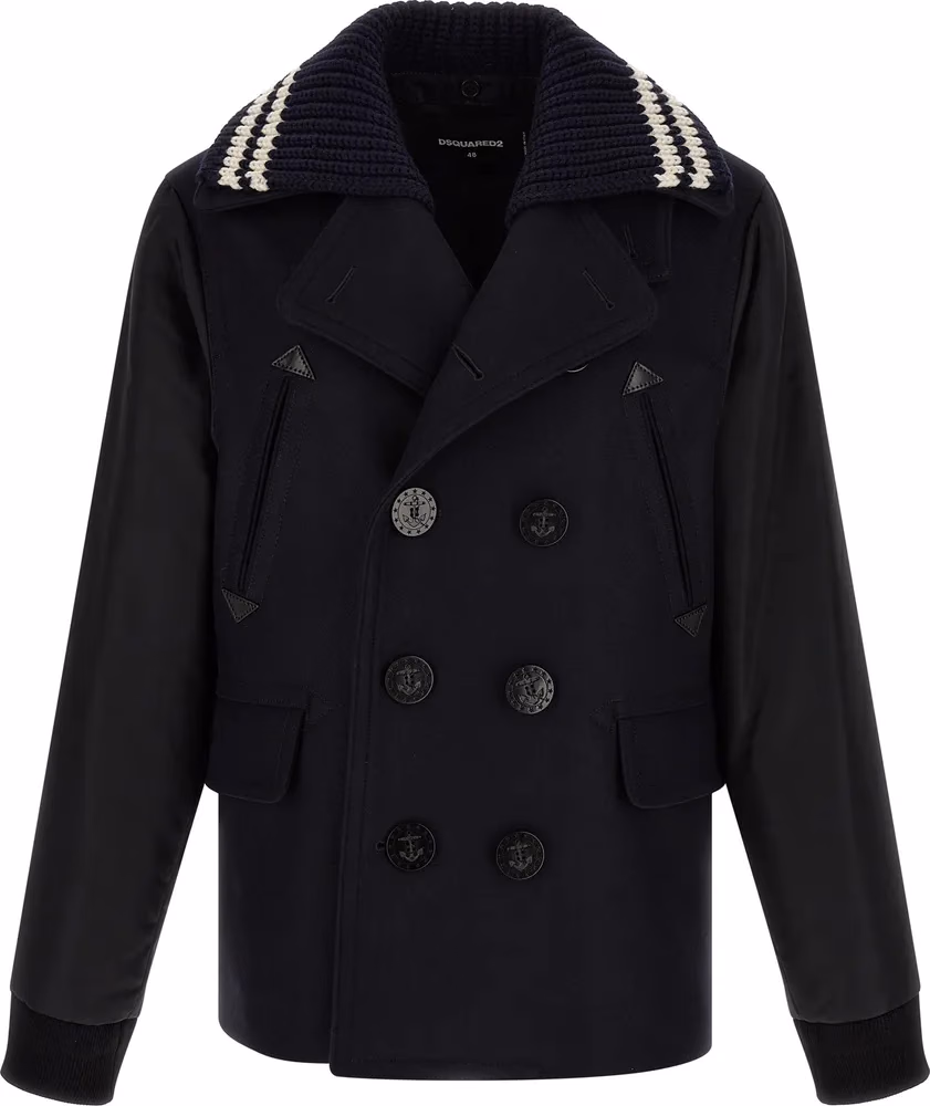 Dsquared² Blue Wool Coat