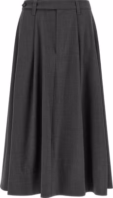 Gray Virgin Wool Midi Skirt