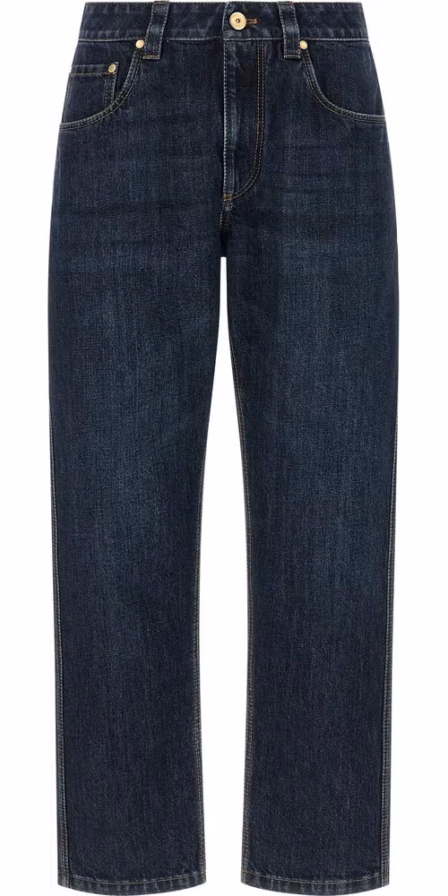 Brunello Cucinelli Blue Cotton Straight-Leg Jeans