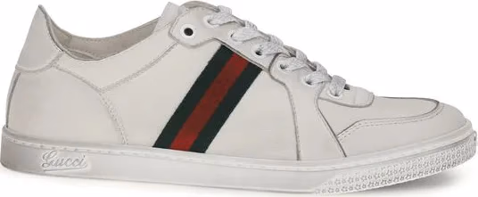 Gucci White Calf Leather Bos Taurus Athletic Sneakers