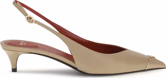 Valentino Garavani Beige Calf Leather Bos Taurus Mid Heel Pumps
