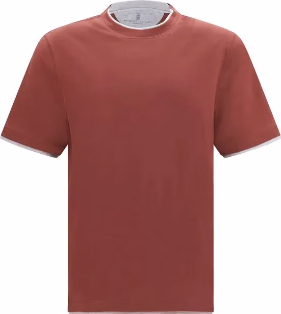 Brunello Cucinelli Bordeaux Cotton T-Shirt