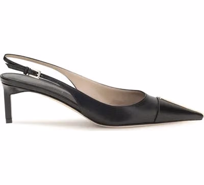 Black Calf Leather Bos Taurus Mid Heel Pumps