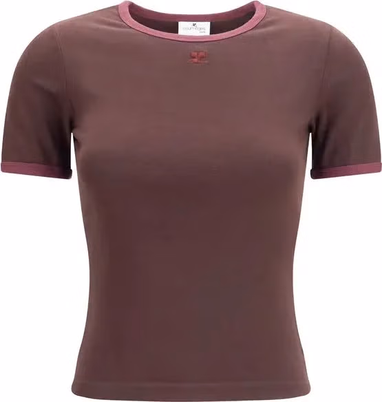 Courrèges Brown Cotton T-Shirt