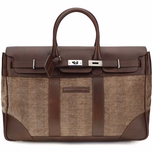 Brunello Cucinelli Brown Calf Leather Bos Taurus Luggage And Travel