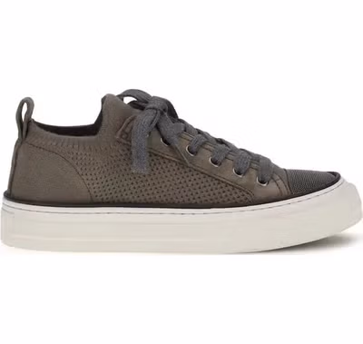 Brown Cotton Low Top Sneakers