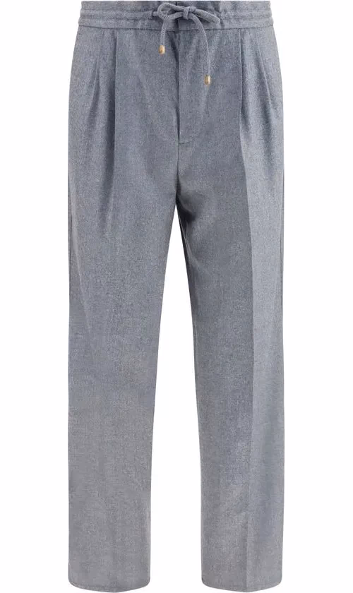 Brunello Cucinelli Gray Wool Oves Aries Casual Pants