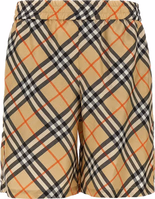 Beige Satin Bermuda Shorts
