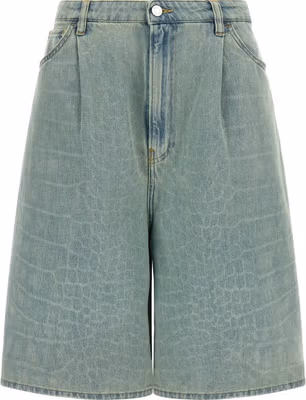 Blue Cotton Bermuda Shorts
