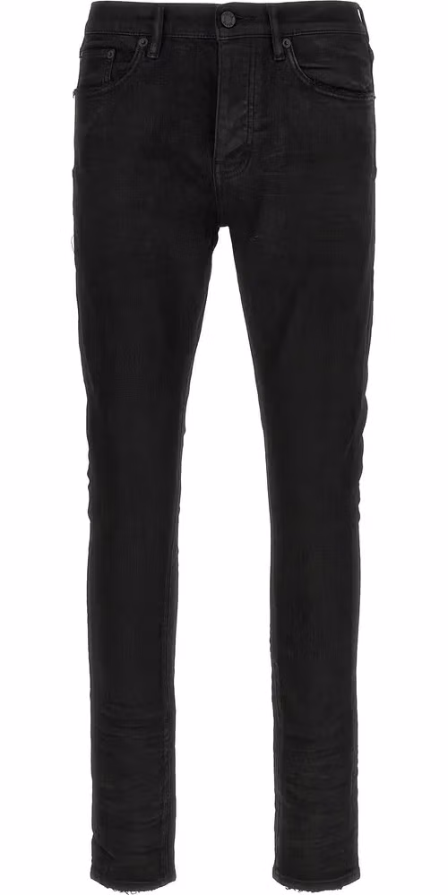 PURPLE Black Cotton Tapered Jeans