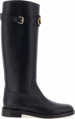 Black Calfskin Over The Knee